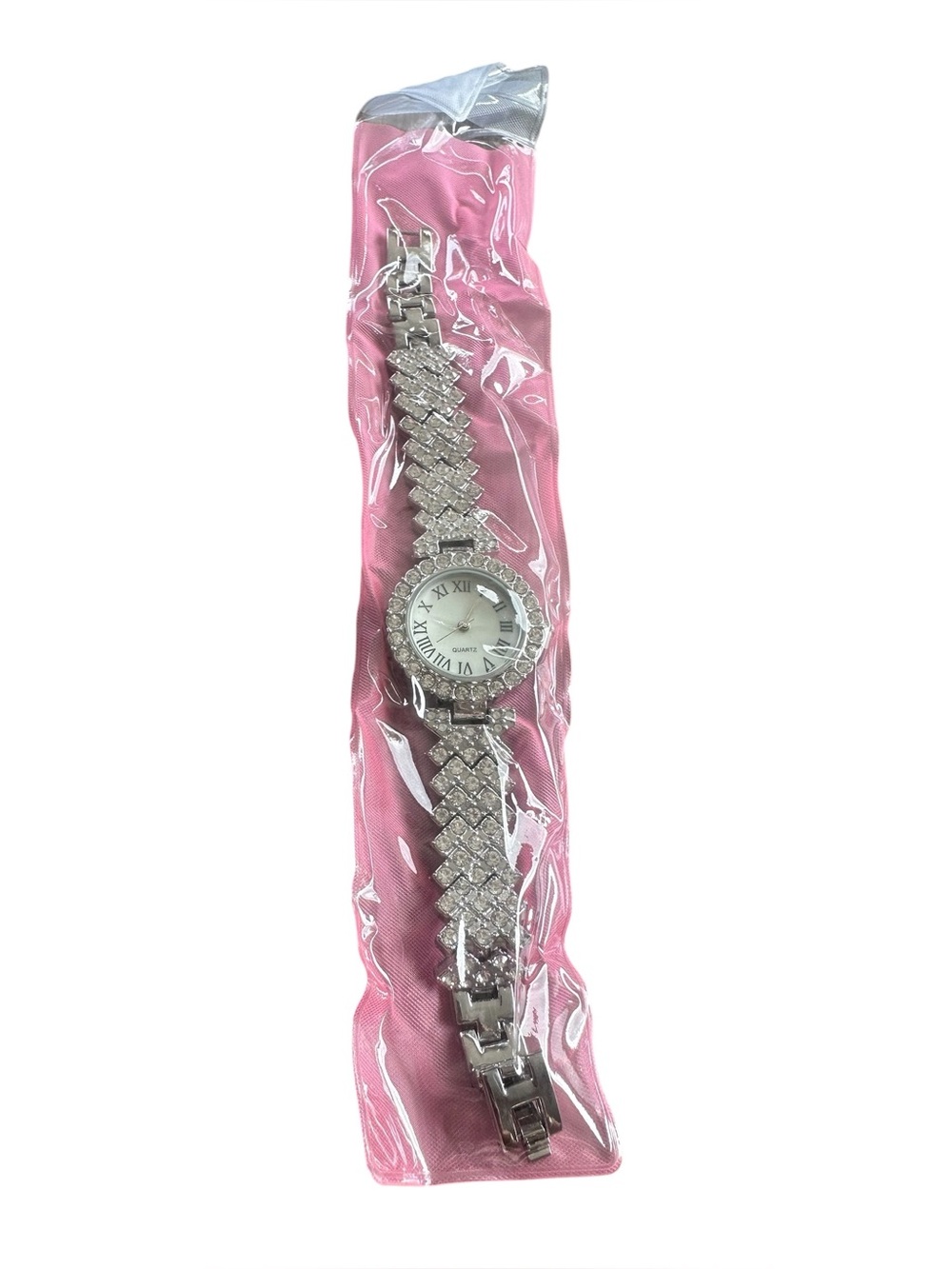Silver Rhinestone Accented Quartz Watch